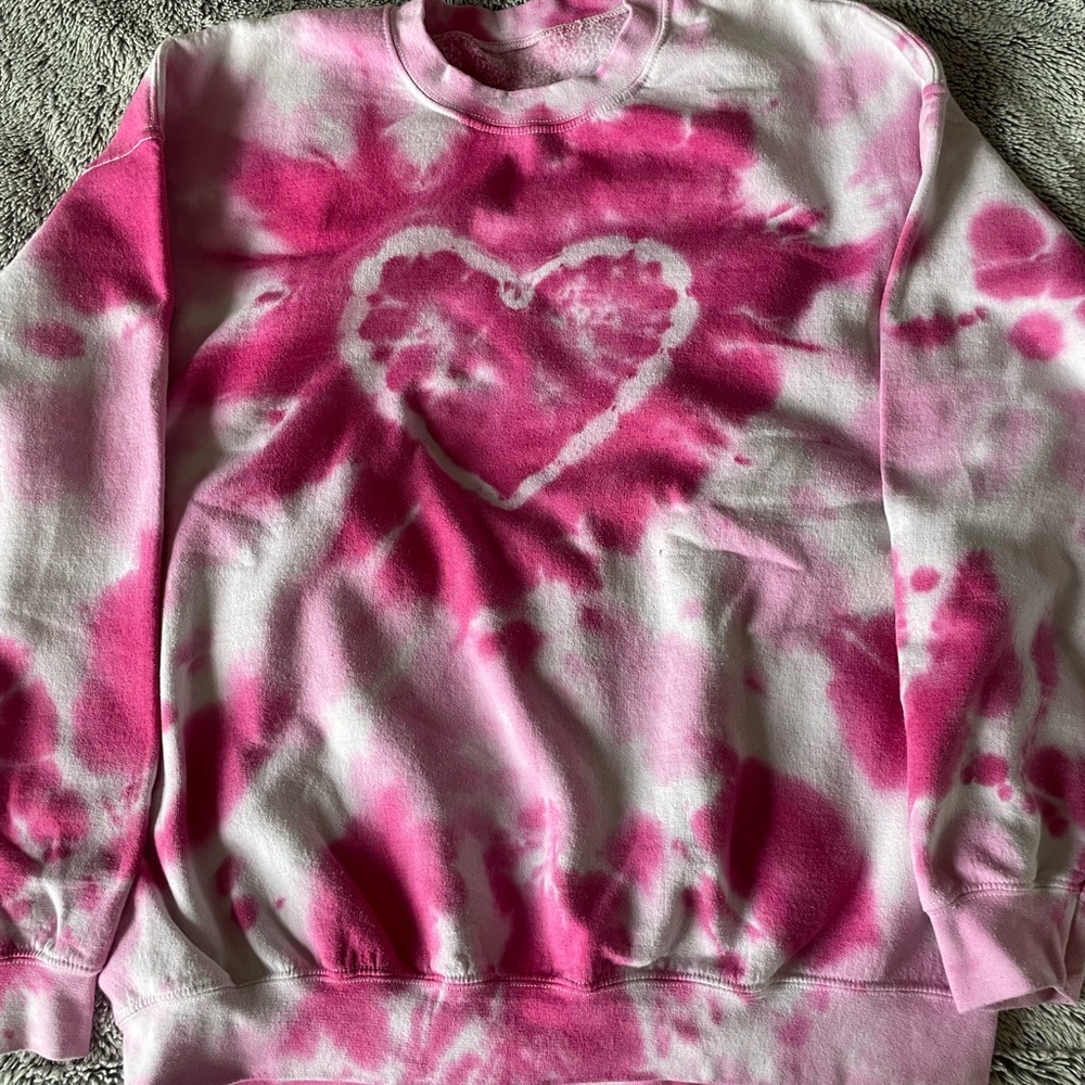 Urban Outfitters Pink Tie-Dye Heart Sweatshirt